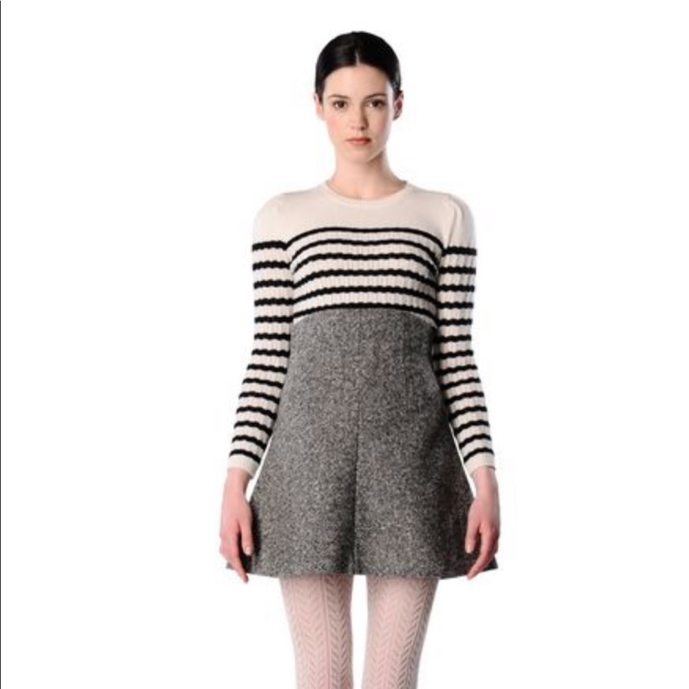 Red Valentino WAXED TWEED HIGH WAISTED SKIRT